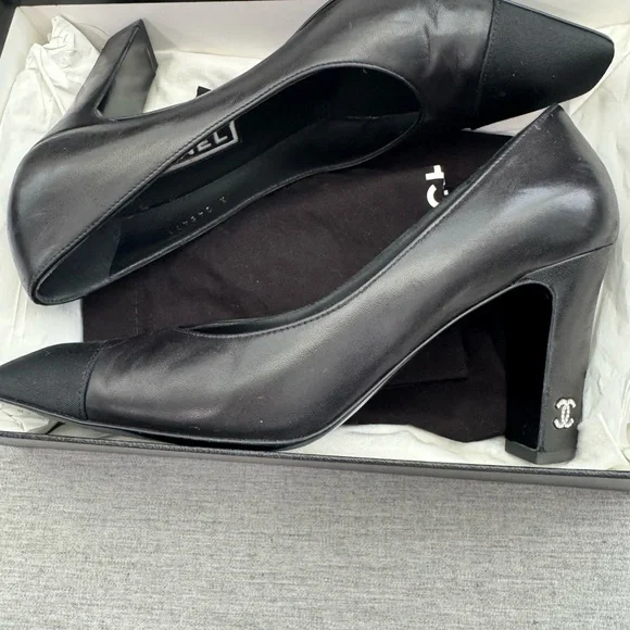 Chanel Black Heels with Mesh Design
